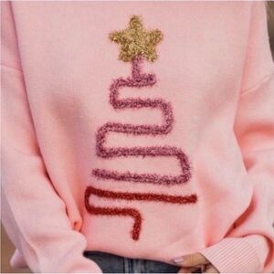 Plus Size Pink Tinsel Tree Sweater